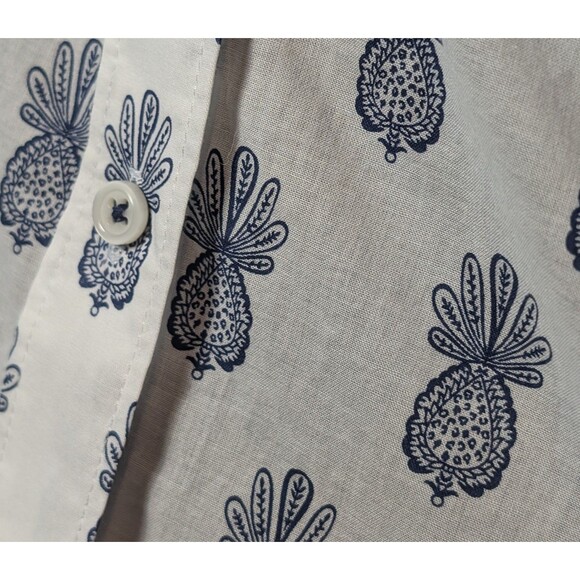 Talbots Size M Blouse Pineapple Medallion Lightweight Button Up Cotton Chic - Picture 6 of 10